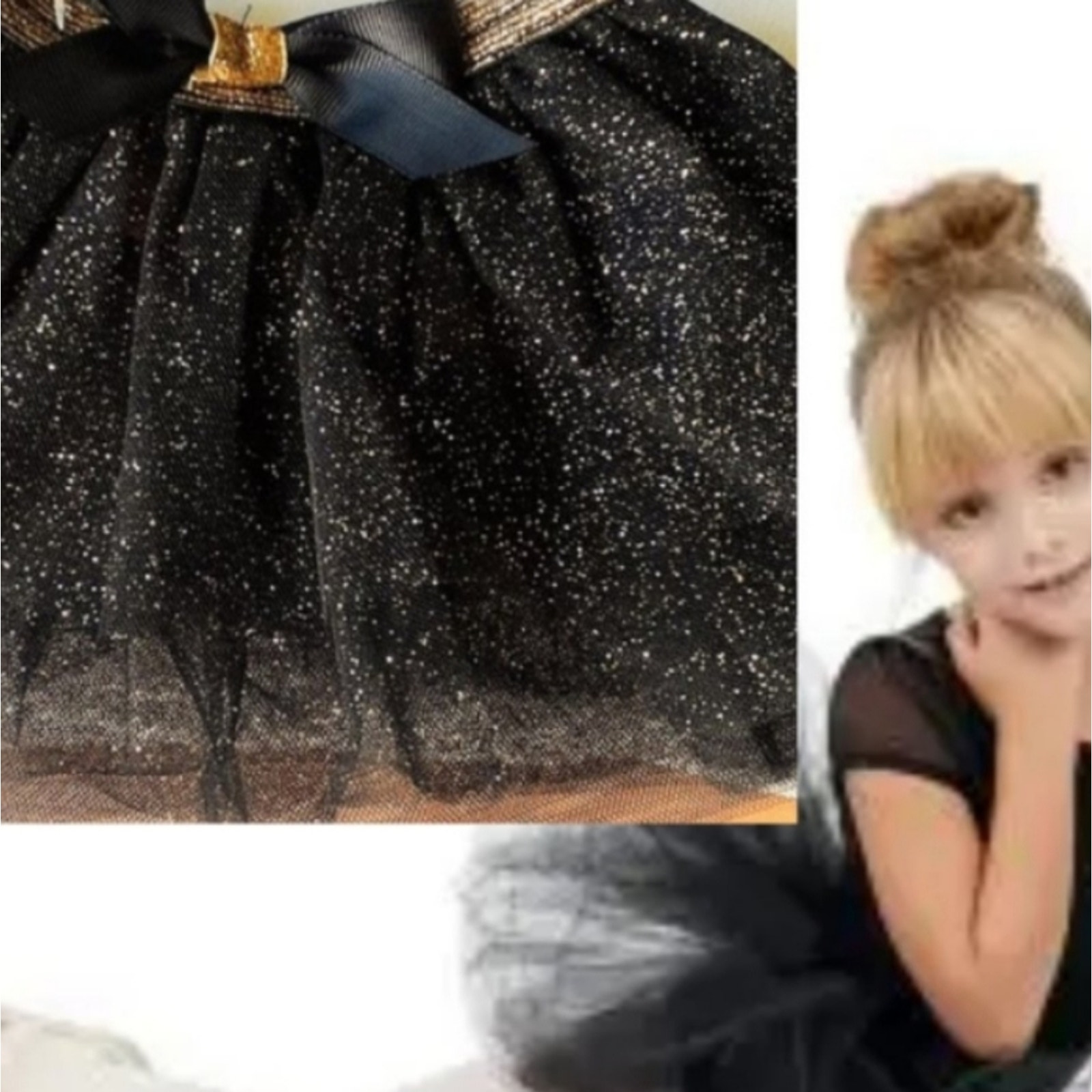 Toddler Ballerina Skirt Tutu 16m -9m Black Gold Sparkle Christmas Costume Dance
